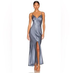 Elegant ShonaJoy Satin Slip Dress in Blue Smoke - Size 10 NWOT